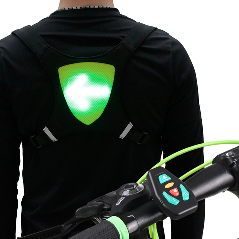 Wireless cycling vest with Safety Turn Signal  Remote Control Reflective Warning Vest Backpack for Cycling Running Walking ► Photo 1/6