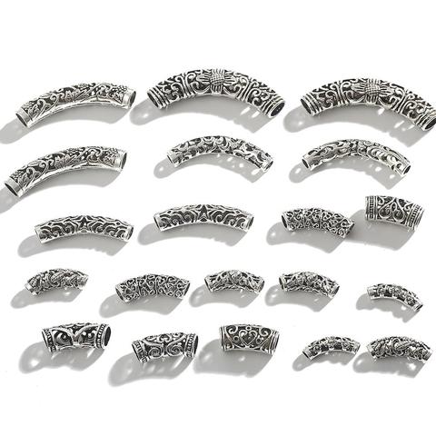 Hot Sale 3-10pcs/lot mix size Antique Silver-Plated Bending Tube Beads Charms Pendant Fit DIY Jewelry Findings ► Photo 1/6