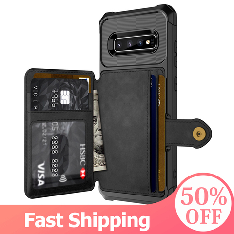 for Samsung Galaxy S20 S9 S10 Plus Note 9 Note 10 Plus Credit Card Case PU Leather Flip Wallet with Photo Holder Hard Back Cover ► Photo 1/6