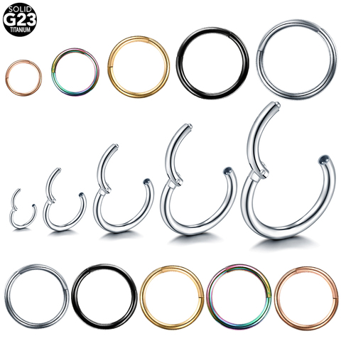 1PC Titanium Hinged Segment Ring Nose Septum Clicker Piercing Lip Earrings Helix Eyebrow Tragus Cartilage Piercings Body Jewelry ► Photo 1/6