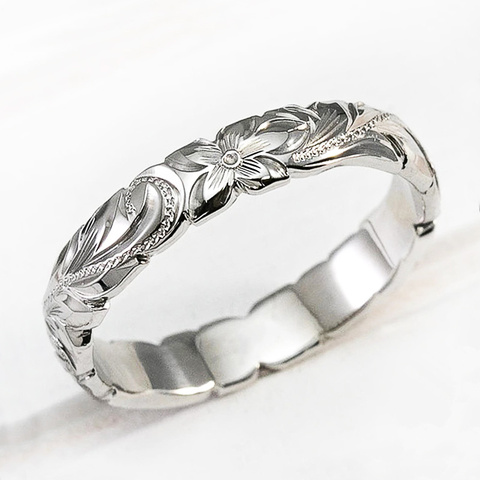 Huitan Elegant Carved Flower Pattern Band Classic Women Engagement Wedding Rings High Quality Delicate Female Accessories Rings ► Photo 1/3