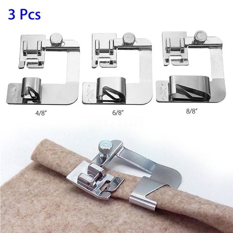 3Pcs Domestic Sewing Machine Foot Presser Rolled Hem Feet Set For Brother Singer Janome Babylock Juki Sewing Machine Accessories ► Photo 1/6