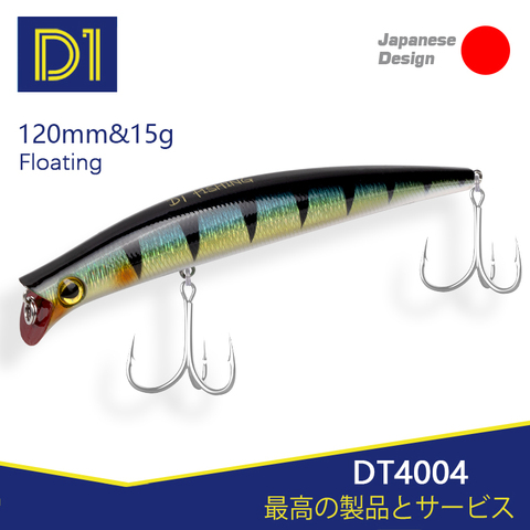 D1 fishing lure popper hard lure floating Wobblers 120mm/15g origin hooks saltwater for fishing bass pike DT4004 ► Photo 1/6