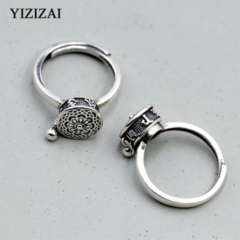 YIZIZAI Silver Color Buddhist Ring for Women Tibetan Prayer Wheel Ring OM Mantra 7 Chakras Ring Good Luck Women Ring ► Photo 1/6