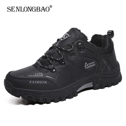 New Autumn Winter Warm Plush Snow Boots Sneakers Men Shoes Outdoor Casual Hiking Boots Non-slip Lace-up Ankle Boots Size 39-47 ► Photo 1/6