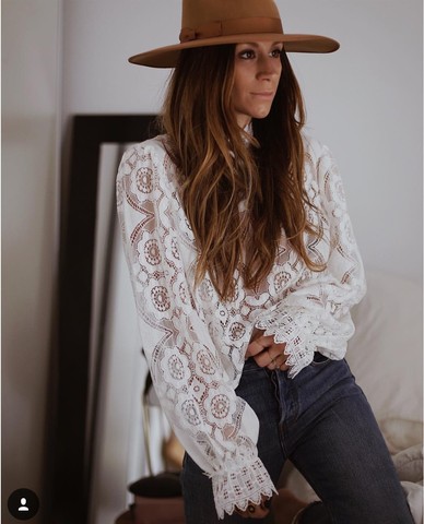 AYUALIN lady white lace blouse shirt women long sleeve see through sexy blusa vintage femme transparent top casual boho blouses ► Photo 1/6
