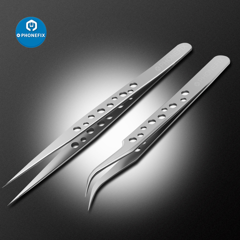 Electronics Industrial Tweezers Anti-static Stainless Tweezer Straight Curved Tip Jump Wire Picker for Phone Motherboard Repair ► Photo 1/5