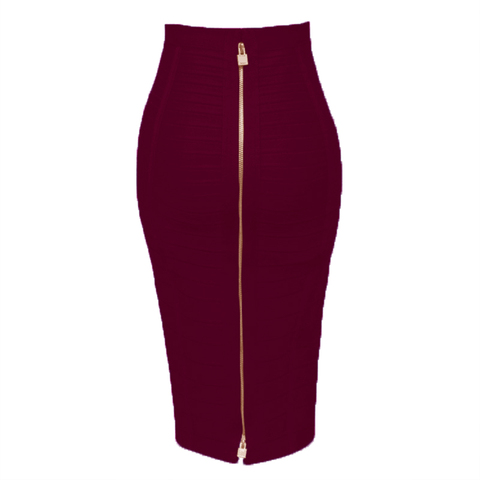 Free Shipping Plus Size XL XXL Summer Fashion Sexy Zipper Bandage Skirt 2022 Designer A Line Pencil Skirt Faldas 58cm ► Photo 1/6