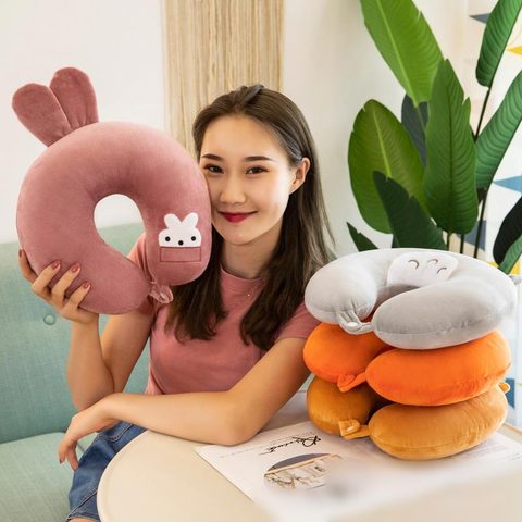 Adult Children Travel Pillow Soft Short Plush Cartoon U-shaped Pillow Portable Outdoor Nap Flight Neck Pillow Nursing Cushion ► Photo 1/5