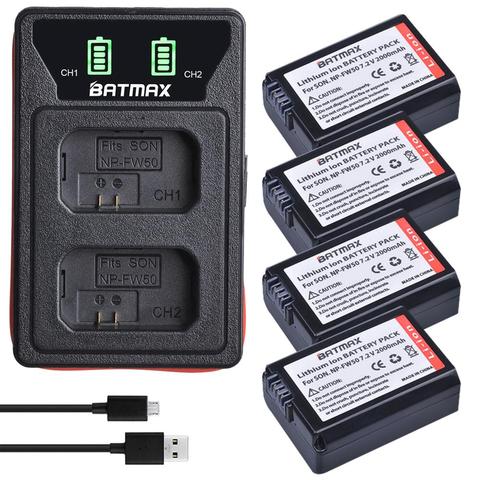 Batmax 2000mAh NP-FW50 np fw50 Battery akku+LED Dual USB Charger for Sony a37 Alpha 7 7R II 7S a7S a7R II a5000 NEX-7 DSC-RX10 ► Photo 1/6