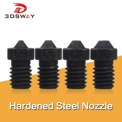 3DSWAY 3D Printer Parts Hardened Steel Nozzle V6 High Temperature Nozzle M6 Thread 0.4/0.6/1.8/1.0 1.75mm HighQuality Print Head ► Photo 1/6