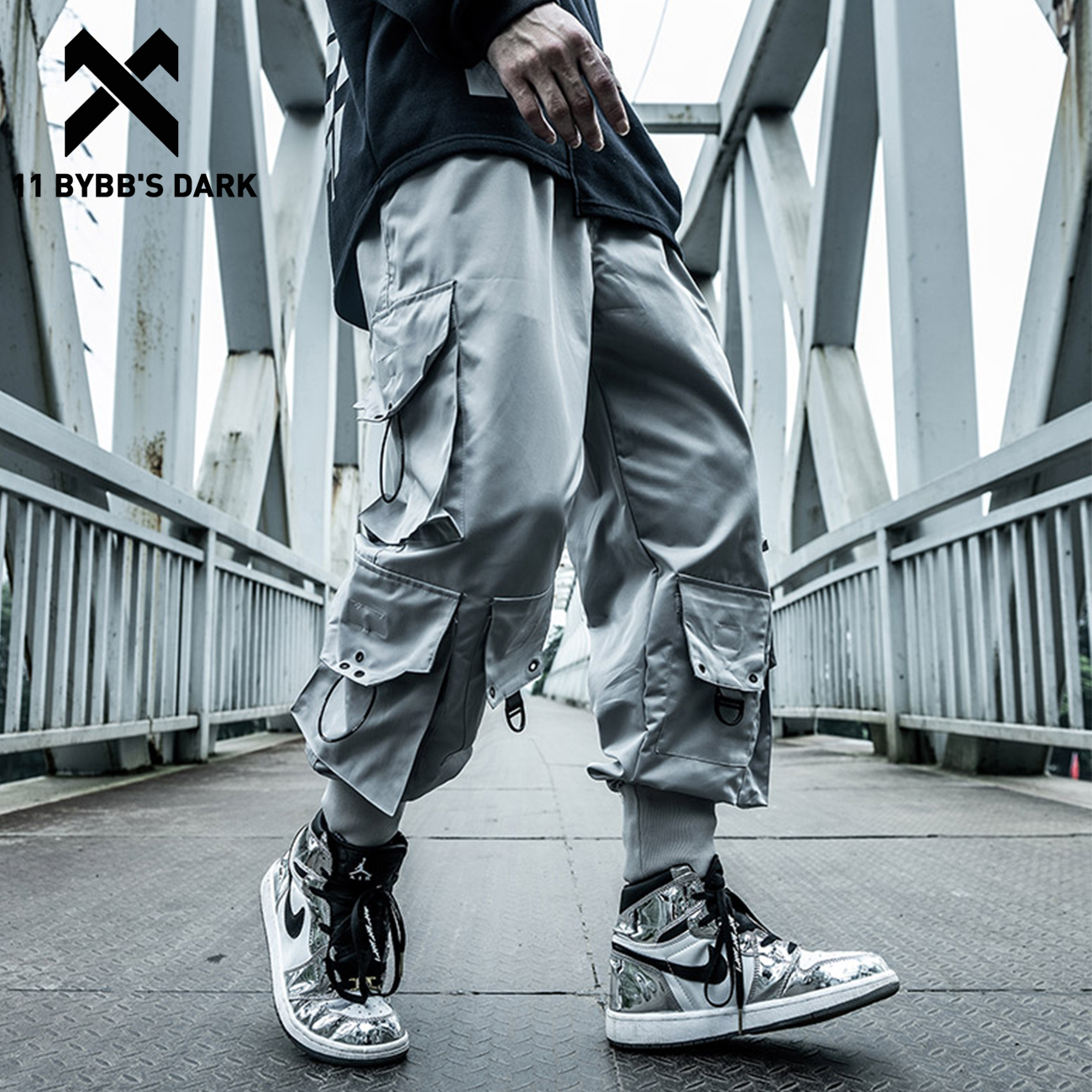 Detachable Multi-Pocket Cargo Pants Men Harajuku Hip Hop Streetwear Joggers  Man Elastic Waist Sweatpants Techwear - AliExpress