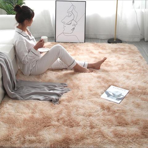 RULDGEE Shaggy Tie-dye Carpet Printed Alfombra Plush Floor Fluffy Mats Kids Room Faux Fur Area Rug Living Room Mats Silky Rugs ► Photo 1/6