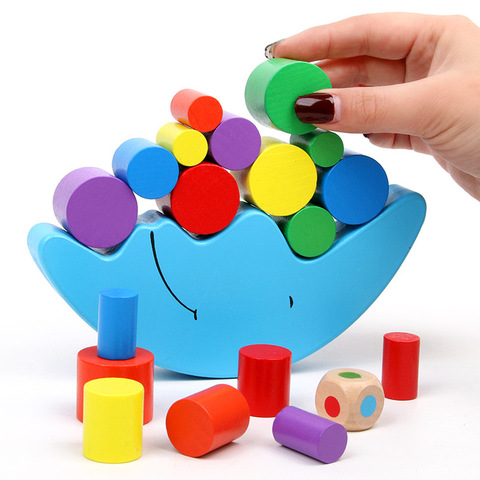 Moon Balancing Frame Wooden Building Blocks Learning Game Toy Moon Balance Stacking Colorful Wood Block Children Montessori Toys ► Photo 1/6