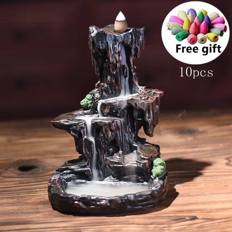 Resin Mountain Shape Smoke Waterfall Backflow Incense Burner Censer Holder Decor Aromatherapy Furnace Aromatic Home Office Craft ► Photo 1/5