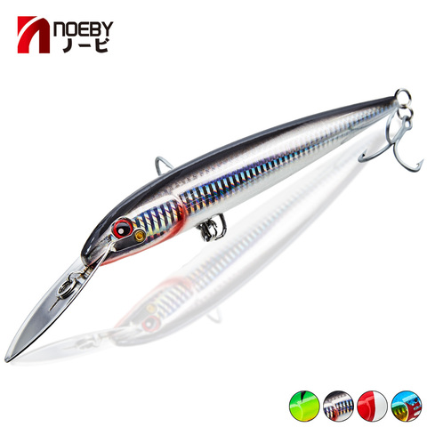 Original NOEBY sinking Big Minnow 130&185&225mm tuna fishing lure stainless steel big lip NBL9904 new 2022 green sliver color ► Photo 1/6