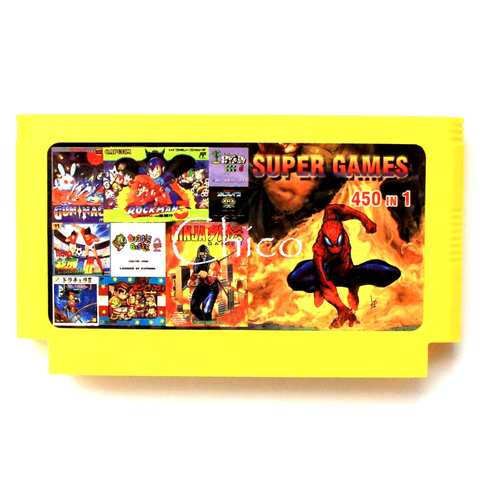 Hot Games 450 In 1 Big Yellow Cartridge 60 Pin Cart Game Card For 8 Bit Game Player Bubble ► Photo 1/1