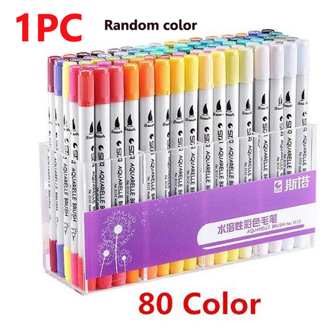 1X Dual Tips Fine Brush Sketch Marker Pen Water Based Ink Paintbrush Tip Brush Pen Calligraphy Sketching School Supplies ► Photo 1/6