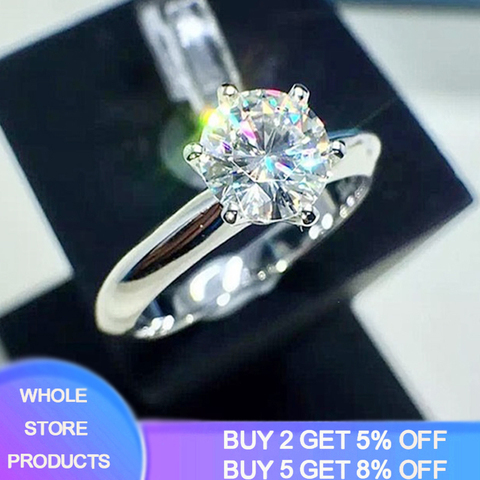 Sell at a loss! Luxury Classic 1 Carat Lab Diamond Ring With Certificate 18KRGP Stamp White Gold Pt Wedding Rings For Women Gift ► Photo 1/6