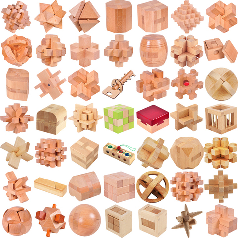 Beech Wood IQ Wooden Burr Puzzles Interlocking Game for Adults KIds ► Photo 1/5