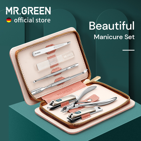 MR.GREEN Manicure Set Pedicure Sets Nail Clippers Tools Stainless Steel Professional Nail Scissors Cutter Travel Case Kit 7in1 ► Photo 1/5