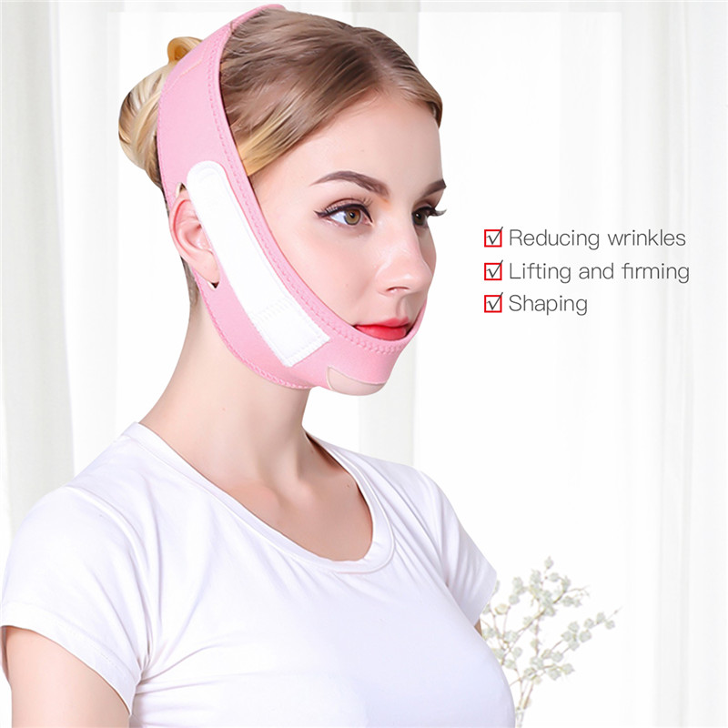 3D V Face Slimming Mask Facial Lifting Belt V-Line Chin Cheek Lift Up Strap Breathable Facial Bandage Double Chin Care  Tool 48 ► Photo 1/6