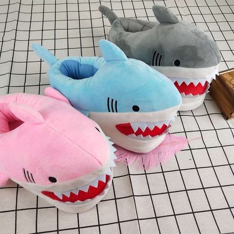 Creative Female Shark Shoes For Women Cartoon Furry Slippers Home Girls Indoor Fur Slides Winter Warm Shoes 2022 New Arrival ► Photo 1/6