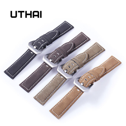 UTHAI P12 20mm Watch Strap Genuine 22mm Watch Band 18-24mm Watch Accessories High Quality 22mm Leather Watch Strap Watchbands ► Photo 1/6
