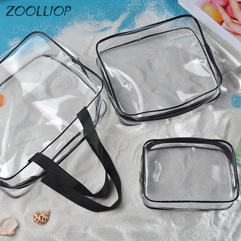 Travel PVC Cosmetic Bags Women Transparent Clear Zipper Makeup Bags Organizer Bath Wash Make Up Tote Handbags Case ► Photo 1/6