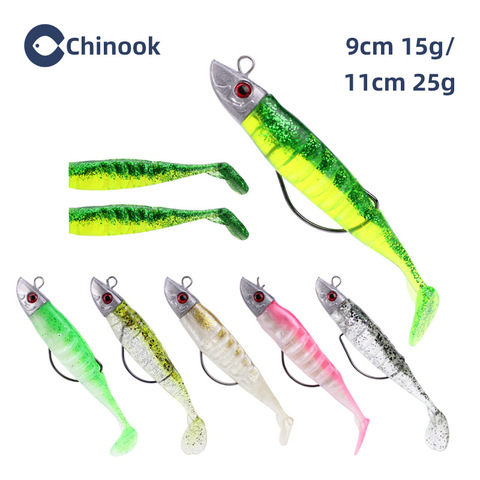 Chinook Soft Bait Jig Lead Head Soft Silicone Lure Wobbler Single Hook Fish Artificial Bait Fishing Tackle ► Photo 1/6