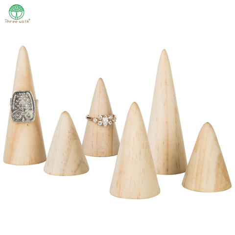 Natural Wood Finger Cone Ring Holder Bague Jewelry Display Stand Organizer Storage Rack Showcase for Exhibit ► Photo 1/6