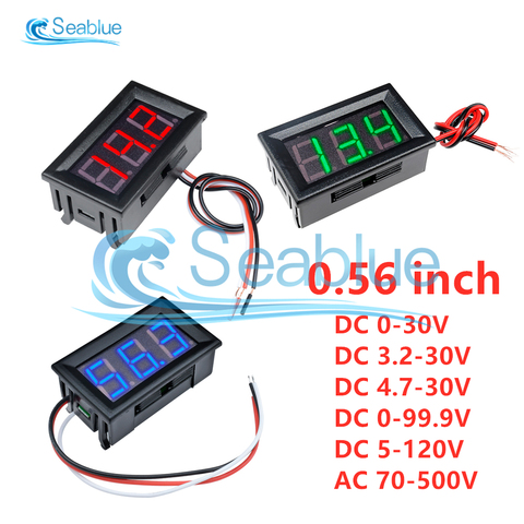 0.56 inch LED Digital Voltmeter DC 3.2/4.5/4.7/5V-30V 0-99.9V 5-120V AC 70-500V Car Motocycle Voltage Meter Volt Detector Tester ► Photo 1/6