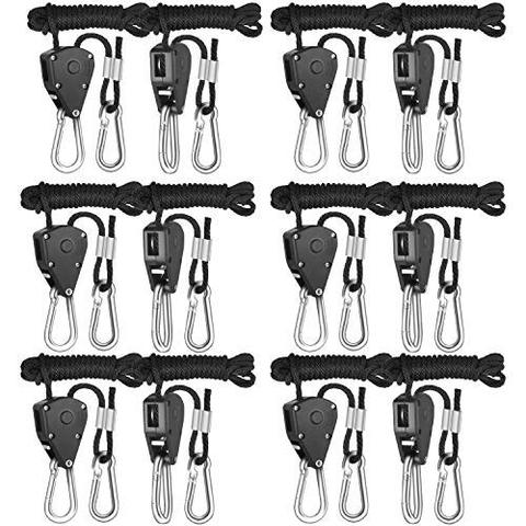 12pcs 1/8 Inch 8Feet Long Heavy Duty Adjustable Rope Clip Hanger for Grow Light Kit Hanging Ratchet Canoe Bow Stern Tie Down ► Photo 1/6