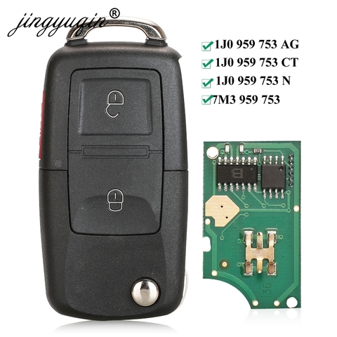 jingyuqin Remote Key FOB 2 Buttons 433MHZ ID48 1J0 959 753N/753AG/753CT 7M3959753 for Volkswagen VW Passat Golf MK4 Bora Polo ► Photo 1/4