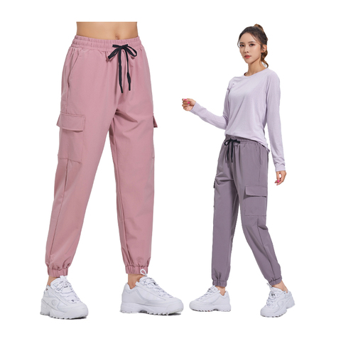 Loose Pants Women Sports Spring Autumn Running Yoga Sweatpants Pocket Fitness Trousers Solid High Waist Cargo Pants ► Photo 1/6