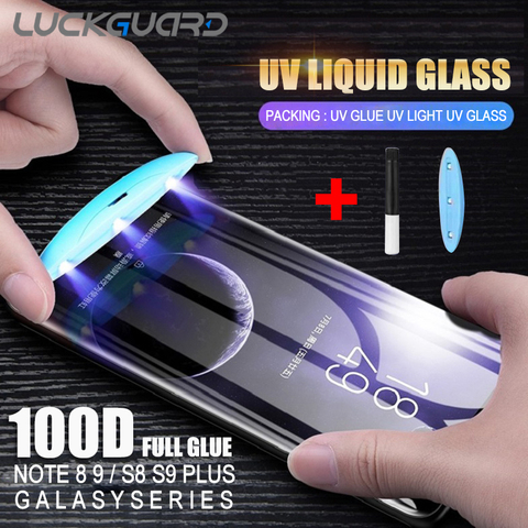 UV Liquid Curved Full Glue Cover Tempered Glass For Samsung Galaxy S8 S9 S10 Plus S20 Ultra Note 8 9 10 20 Screen Protector Film ► Photo 1/6