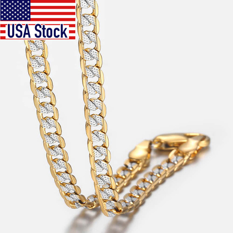 Trendsmax Gold Chain Necklace Men Women Cuban Link Chain Male Necklace Fashion Men's Jewelry Wholesale Gifts 4mm GN64 ► Photo 1/6