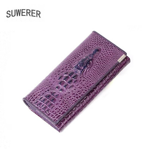 2022 New Genuine Leather women wallet fashion real cowhide Crocodile pattern women bag famous brand leather wallet black wallet ► Photo 1/6