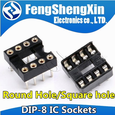 20pcs DIP-8 Round Hole Square hole 8 Pins 2.54MM DIP DIP8 IC Sockets Adaptor Solder Type IC Connector ► Photo 1/4