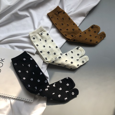 Fashion Digital Combed Cotton Two Toe Socks Women Korean Harajuku Jacquard Split Toe Socks Japanese Casual Two Finger Tabi Socks ► Photo 1/5