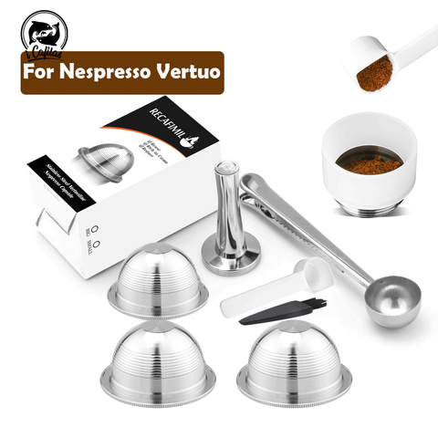 iCafilas Reusable Coffee Capsule Pod For Nespresso Vertuoline GCA1 & Delonghi ENV135 Stainless Steel Refillable Filters Dosing ► Photo 1/6