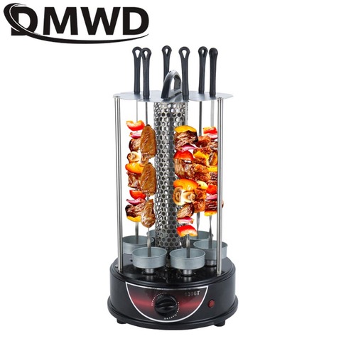 DMWD Electric grill oven barbecue machine skewer kebab BBQ Smokeless indoor outdoor automatic rotating Heating Stove 6 Skewers ► Photo 1/3