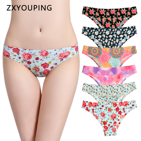Print Mesh Breathable Seamless Panties Women Underwear Sexy Thongs Female Lingerie Tangas XS-L US Size Briefs 12 Colors Style ► Photo 1/6