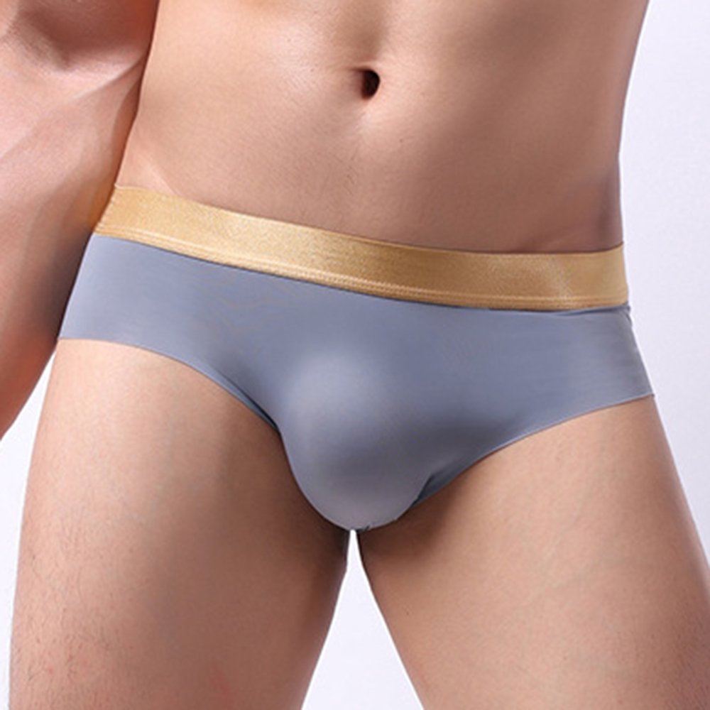 Men's Sexy Ice Silk  Briefs U Convex Tight ElasticMiddle Waisted Underwear Ice Silk Seamless Men's Briefs ► Photo 1/6