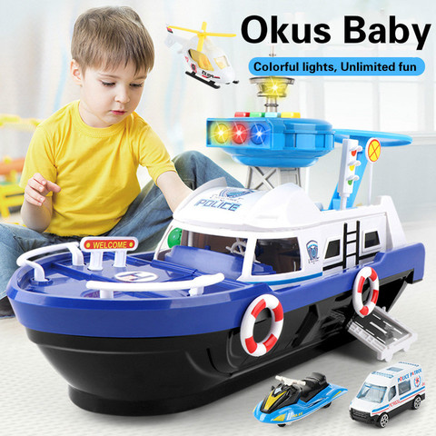 Big Size Music Simulation Track Inertia Children's Toy Boat Storage Passenger Plane Police Fire Rescue Baby Boy Toy Car ► Photo 1/6