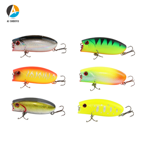 AI-SHOUYU 2pcs New Popper Fishing Lures 55mm/10g Topwater Popper Bait Bass Pesca Wobblers Crankbait Fishing Tackle ► Photo 1/6