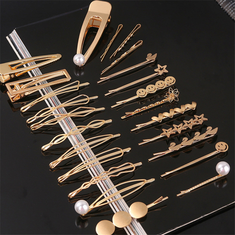 Gold Metal Hair Clips Pins For Girls Women Headwear Sweet Hairpins Barrettes Styling Hair Accessories Gift wholesale ► Photo 1/6