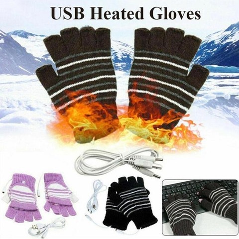 Usb Warm Gloves Heated Gloves Winter Thermal Hand Warmer Electric Heating Knitting Glove ► Photo 1/6