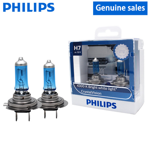 2X Philips H1 H4 H7 H11 HB3 HB4 9005 9006 12V Crystal Vision 4300K Bright White Light  Halogen Headlight Car Bulbs with 2X T10 ► Photo 1/6