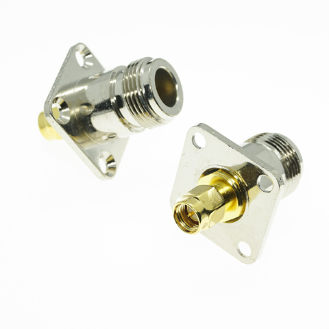 N To SMA Flange Connector Socket Brooches L16 N Female Jack To SMA Male Plug 4 Hole Flange Panel Mount Brass RF Coaxial Adapters ► Photo 1/6